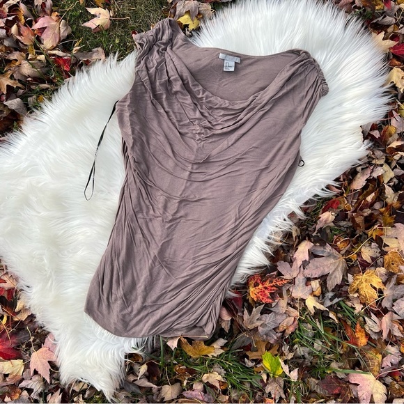 H&M Taupe Brown Scrunched Sleeveless Top - Picture 1 of 4